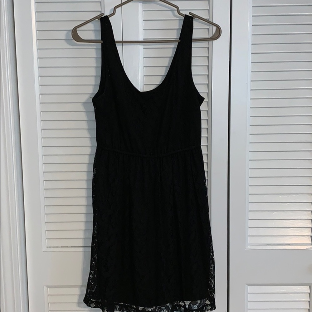 Black lined lace dress